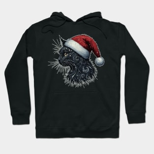 Retro cosmic christmas artistic black cat Hoodie